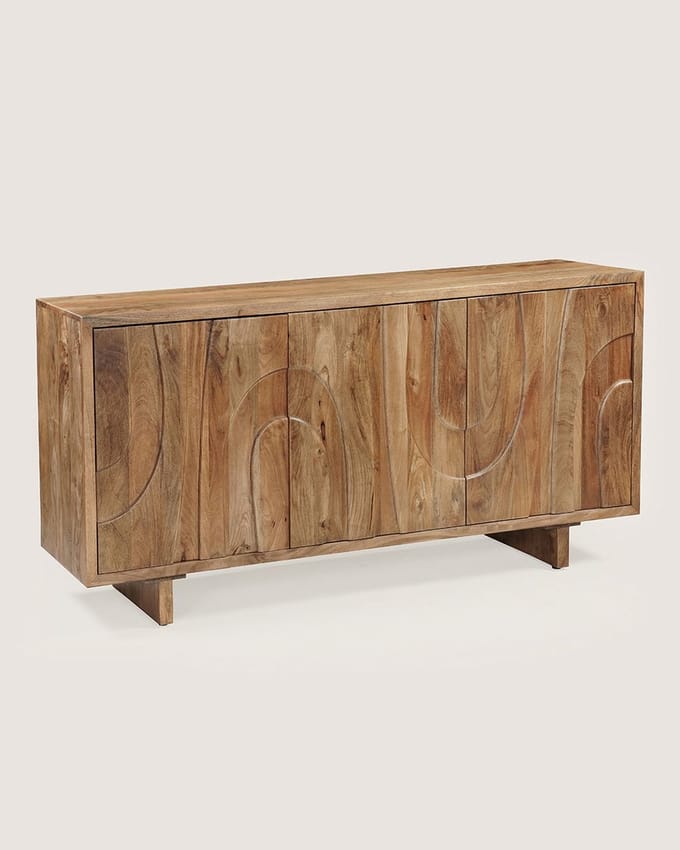 Dressoir 160 cm Mangohout – 3 Deuren – Bruin – Modern Design