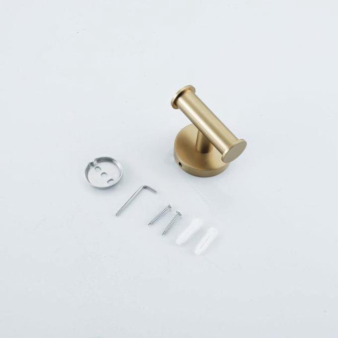FugaFlow Handdoekhaak - rond - dubbel - Geborsteld Messing PVD (Goud)