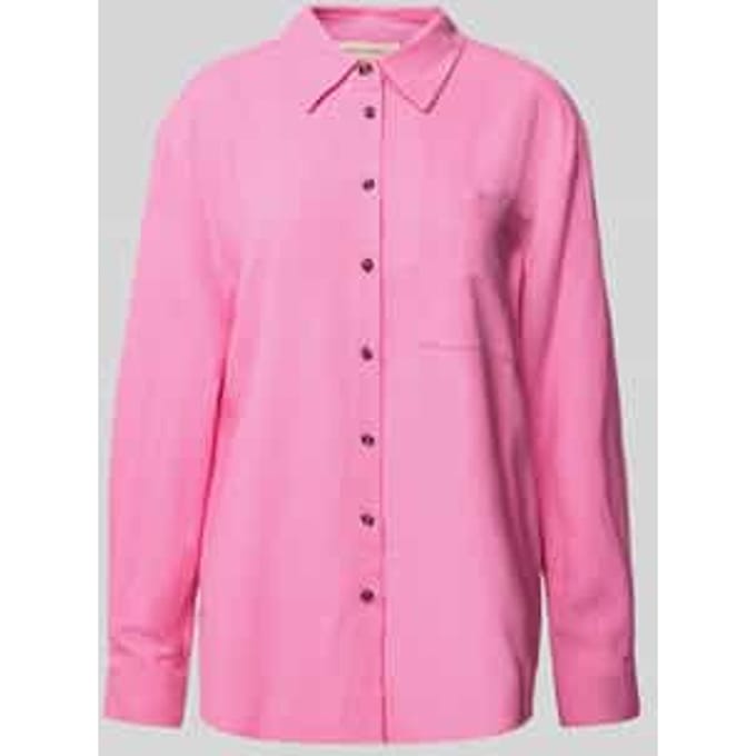 Relaxed fit linnen blouse met borstzak, model 'Lava'
