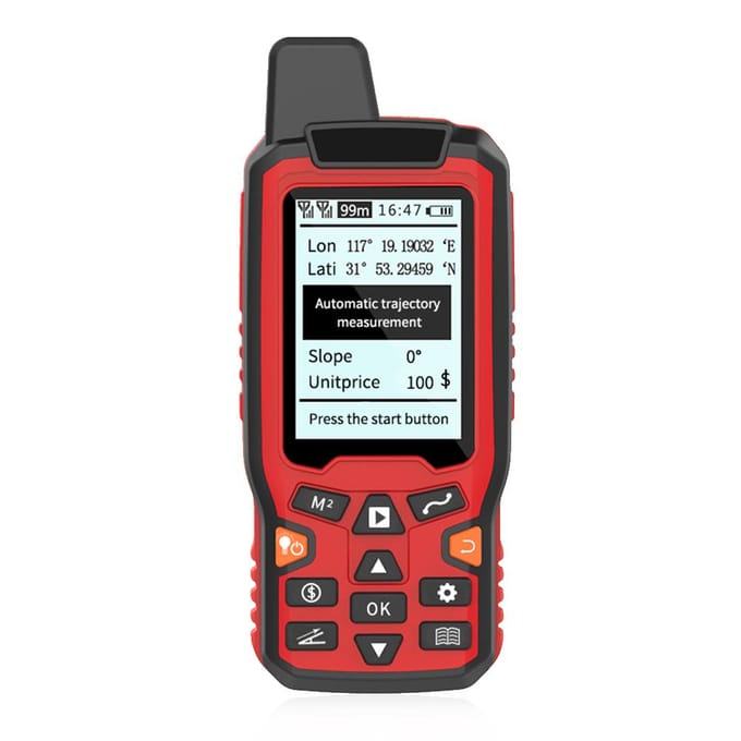 GPS Landoppervlaktemeting Draagbare USB-navigatie Track Area-berekeningsmeter LCD met achtergrondverlichting rood