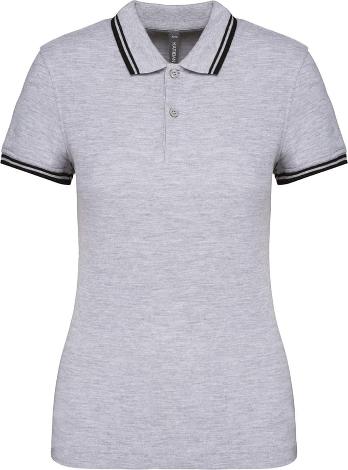 Kariban Gestreepte damespolo korte mouwen K273 - Oxford Grey / Black - M