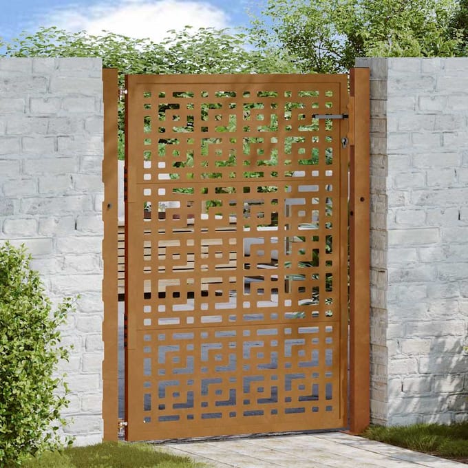 vidaXL - Poort - met - kruisontwerp - 100x125 - cm - weervast - staal