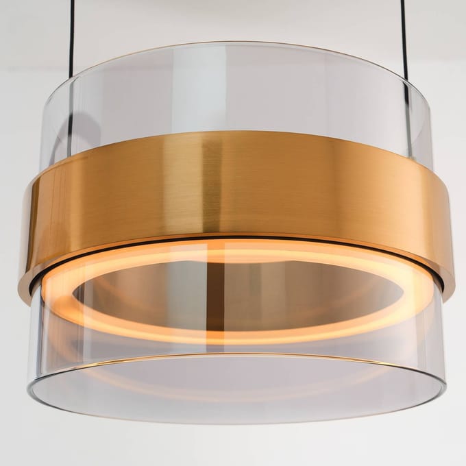 Brilliant LED hanglamp Inside messingkleurig/rookgrijs, lengte 105 cm