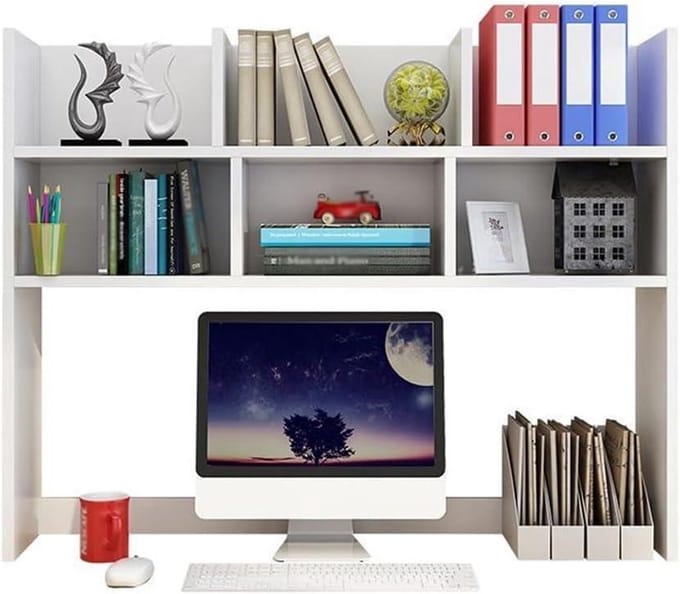 Bureauplank - Bureauverhoger Desktopopslag - Werkruimte Organiseren - 7-plank ontwerp - 60 cm - Wit