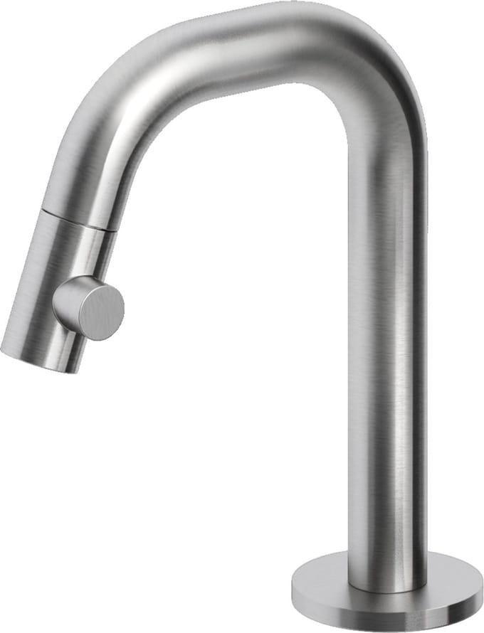 Clou Kaldur fonteinkraan 2x15.9cm korte uitloop rechts RVS geborsteld