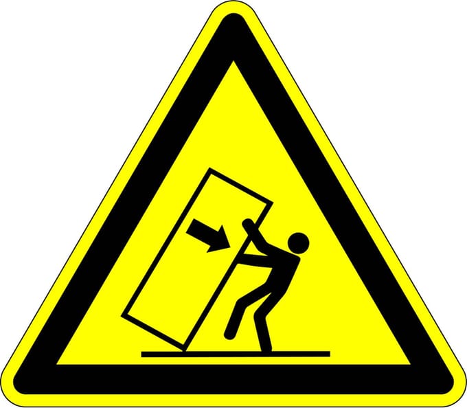Kantelgevaar sticker 300 mm