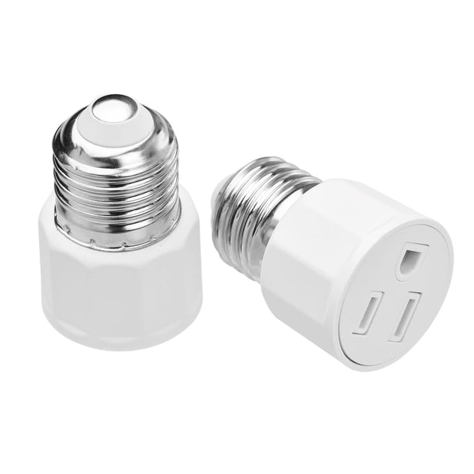 2 STUKS E26 E27 Lampfitting Adapter 2 of 3 Pin AC Stopcontact naar Lampfitting E27 Lamphouder US Plug 2 PCS wit