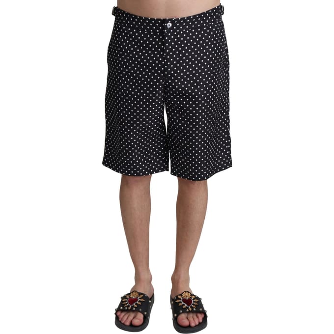 Dolce & Gabbana Mannen Zwart Gestippelde Strandkledij Korte Zwemkledij