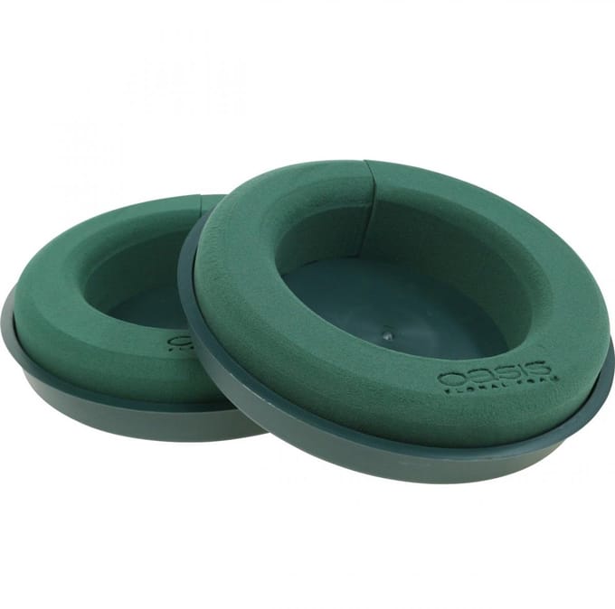 Steekschuimring met basis voor arrangement groen Ø24cm 2 st