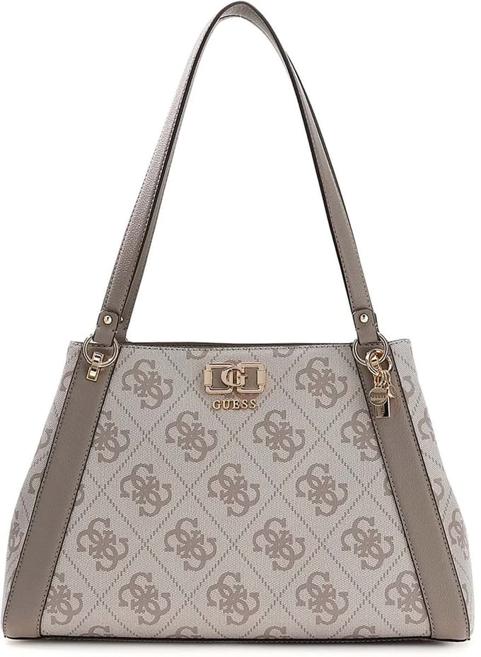 GUESS schoudertas Karnilla Logo Girlfriend Carryall Dark Taupe Logo