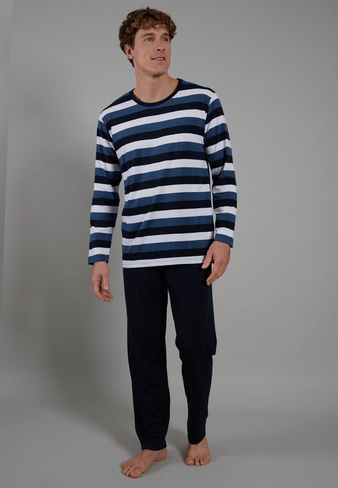 CECEBA Melbourne Heren Pyjama - ronde hals - Blauw