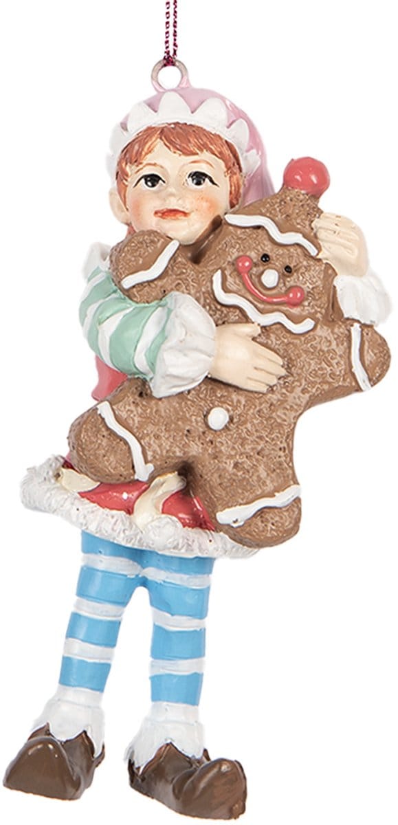 Clayre & Eef Kersthanger Kabouter 11 cm Bruin Kunststof