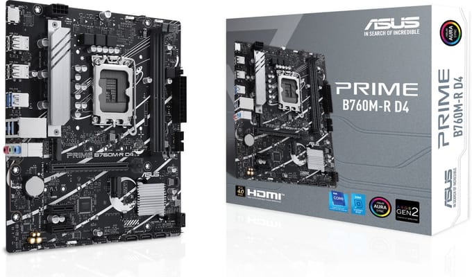 ASUS PRO B760M-R D4 Moederbord - Intel B760 - Intel LGA1700 - DDR4 RAM - Micro-ATX