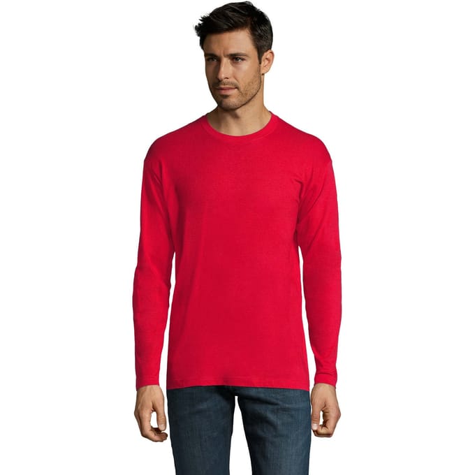 SOLS Heren Monarch T-shirt met lange mouwen (Rood)