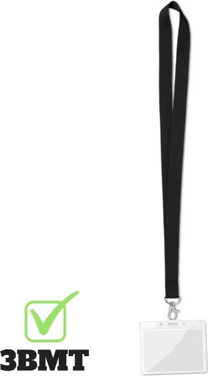 3BMT Keycord met Badgehouder - Pashouder met Lanyard - Zwart