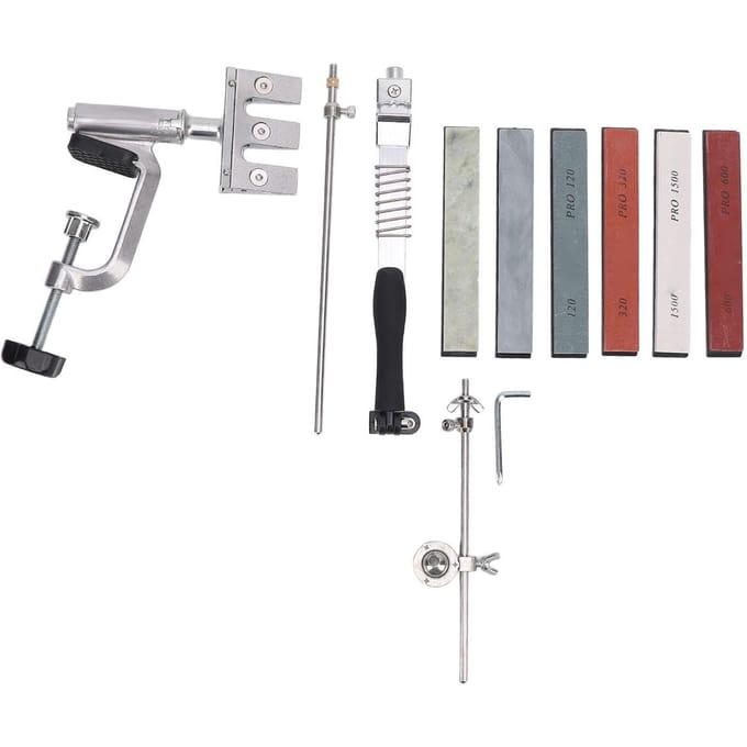 Kit d'affûtage de cutter 360 degrés Réversible 6 pierres d'affûtage Multifonctionnel Cuisine Chef Cutter gray