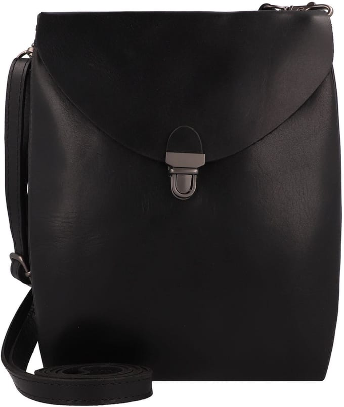 HAROLD'S Leren Schoudertas Fold Handbag Clutch Up Black Zwart