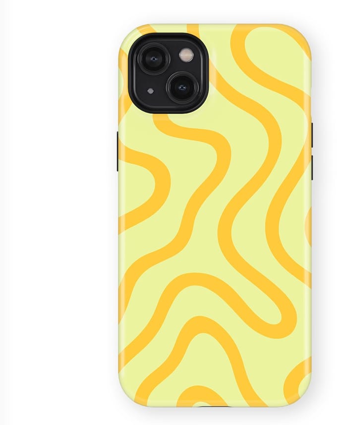DripCase Curvy Lines Hoesje geschikt voor iPhone 14 Plus | Backcover met Mag | Design Tough Case geschikt voor iPhone 14 Plus Lemon Loop