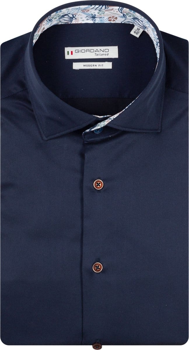 Giordano – Locarno – Heren – Twill – Effen - Overhemd - Navy – 617864-60
