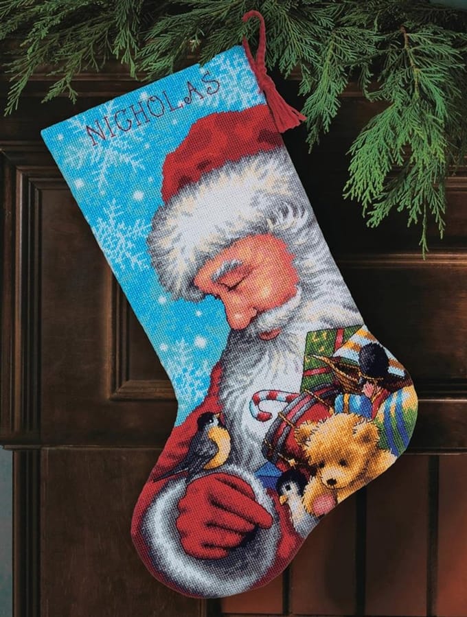 Santa and Toys Stocking voorbedrukt borduurpakket Dimensions