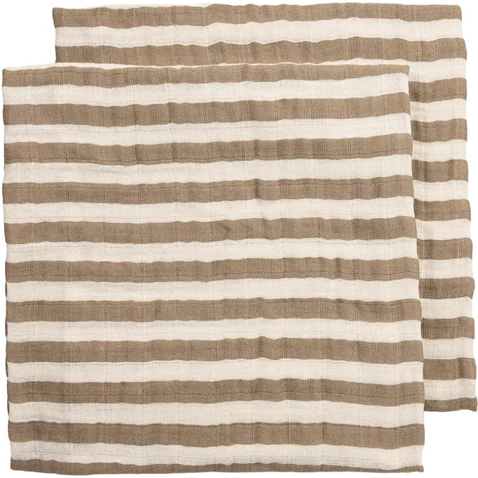 Meyco Baby Fat Stripe Swaddle - 2-pack - Pre-washed Hydrofiel - Taupe - 120x120cm