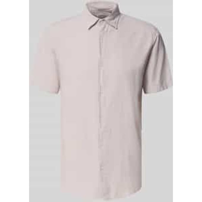 Breeze linen blend shirt regular fit korte mouw - popeline - beige (string)