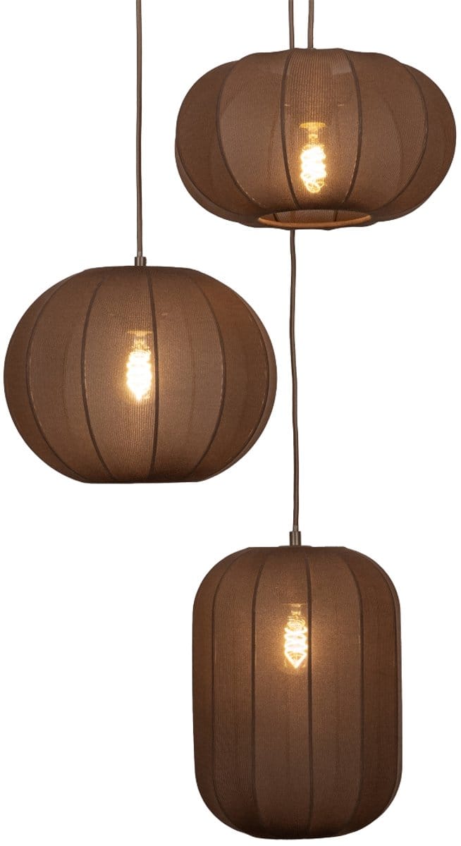 Lumidora Hanglamp 75666 - TACK - 3 Lichts - E27 - Bruin - Metaal - ⌀ 52 cm