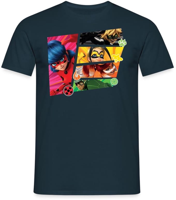 Miraculous Superhelden Ladybug Chat Noir Vesperia T-Shirt Heren