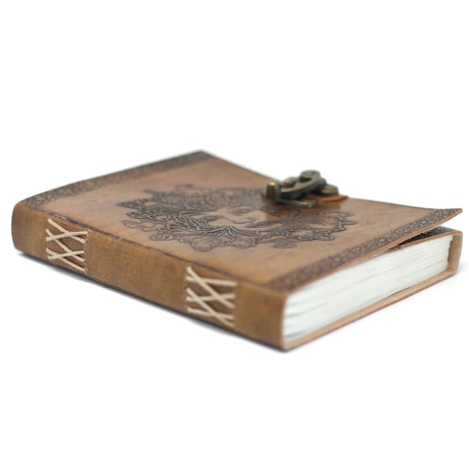 Leren Notitieboek -  Greenman - Handgemaakt - 20x15cm