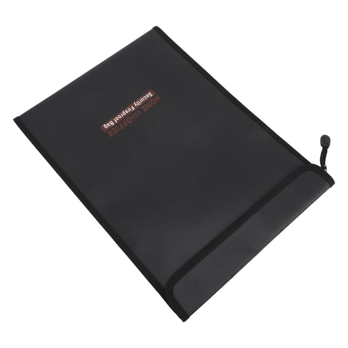 Brandwerende Documententas Silicone Glasvezel Rits Sluiting Klittenband Opvouwbaar Waterdicht Geld black