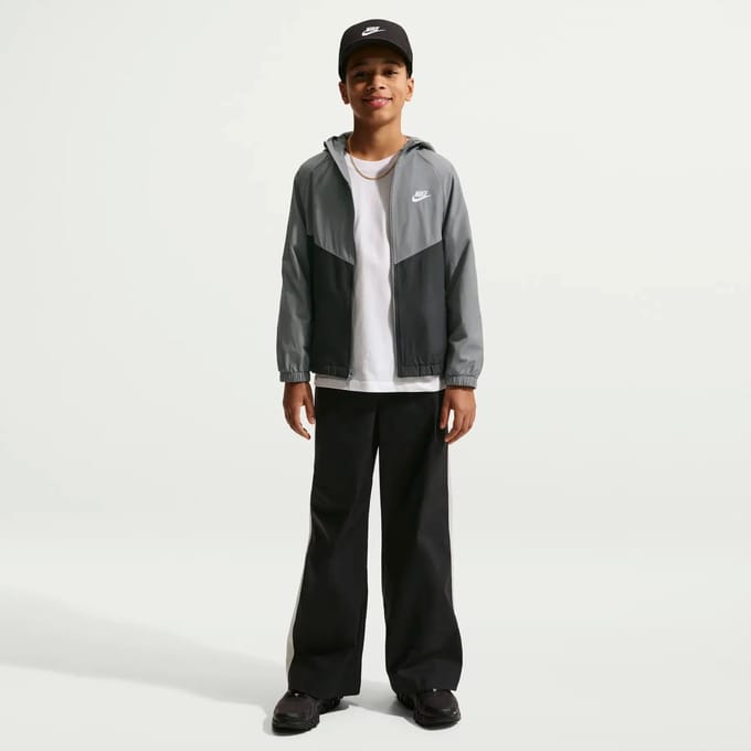 Nike Windrunner Hooded Repel Jacket Jassen Kinder - Grijs - Maat 122 - 128 CM - Katoen Jersey
