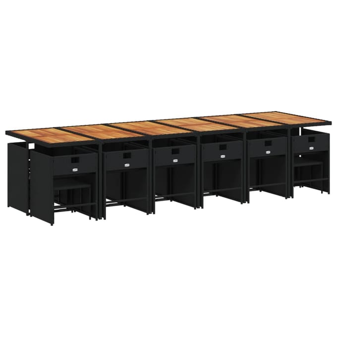 vidaXL - 17-delige - Tuinset - met - kussens - poly - rattan - zwart
