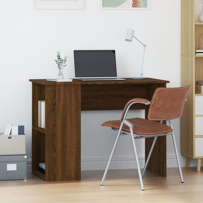 vidaXL - Bureau - 100x55x75 - cm - bewerkt - hout - bruin - eikenkleur