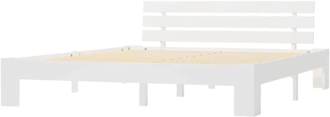 Massief Houten Bedframe - Ledikant Bed Frame - Moderne Slaapkamer - Stevig Grenenhout - 180x200 cm - Wit
