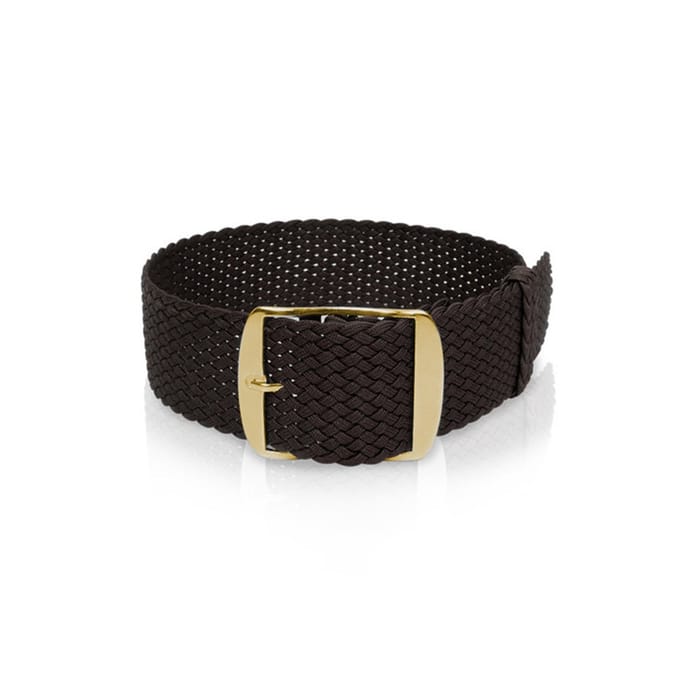 Zwarte nylon band, 18 mm, gele sluiting