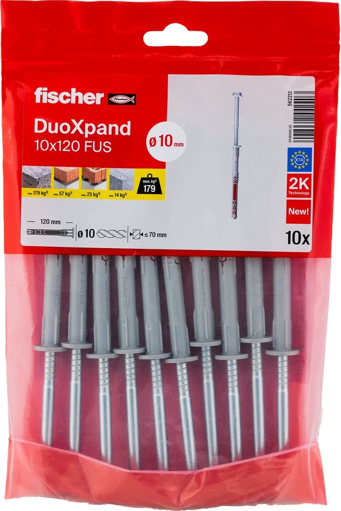Fischer - Constructieplug - DuoXpand - 10 x 120 FUS - Verzonken kop (10 stuks)