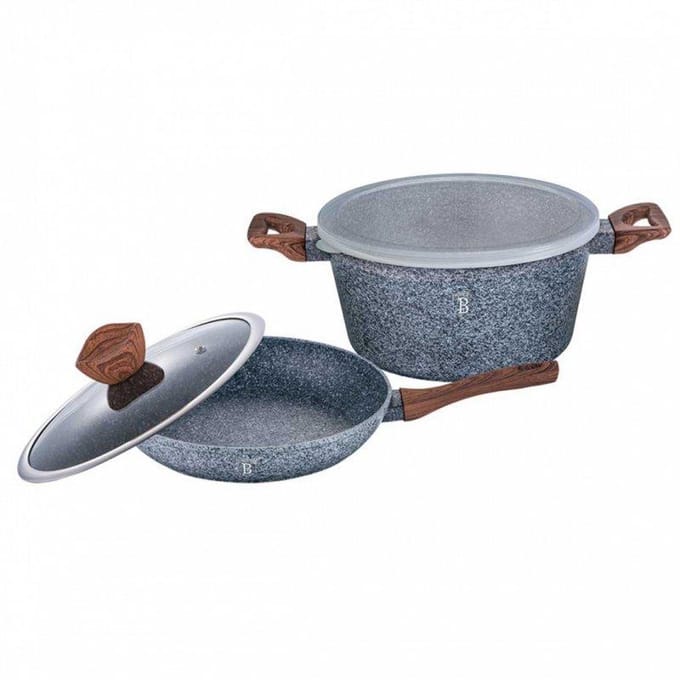 Berlinger Haus Forest Line - Granieten Pannenset - 2 Potten + Pan - Soft-Touch Handgreep