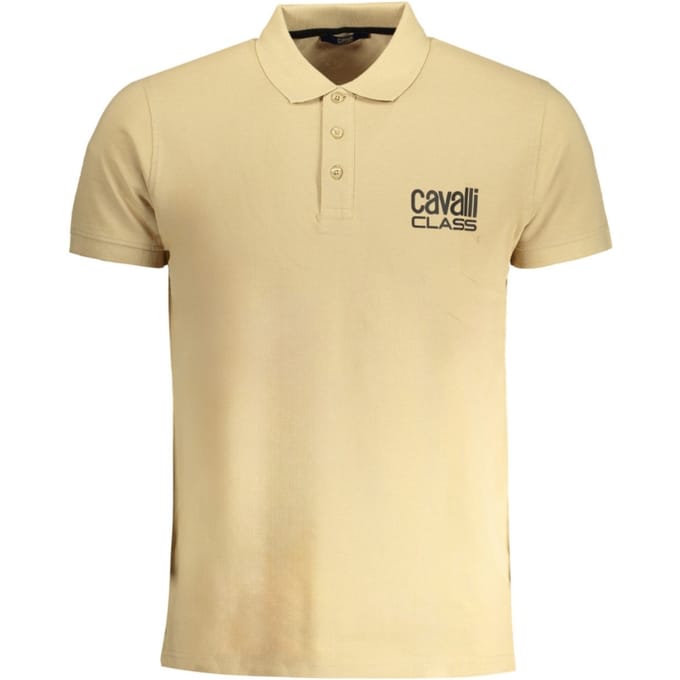 Cavalli Class Gedurfde Logo Beige Polo Shirt
