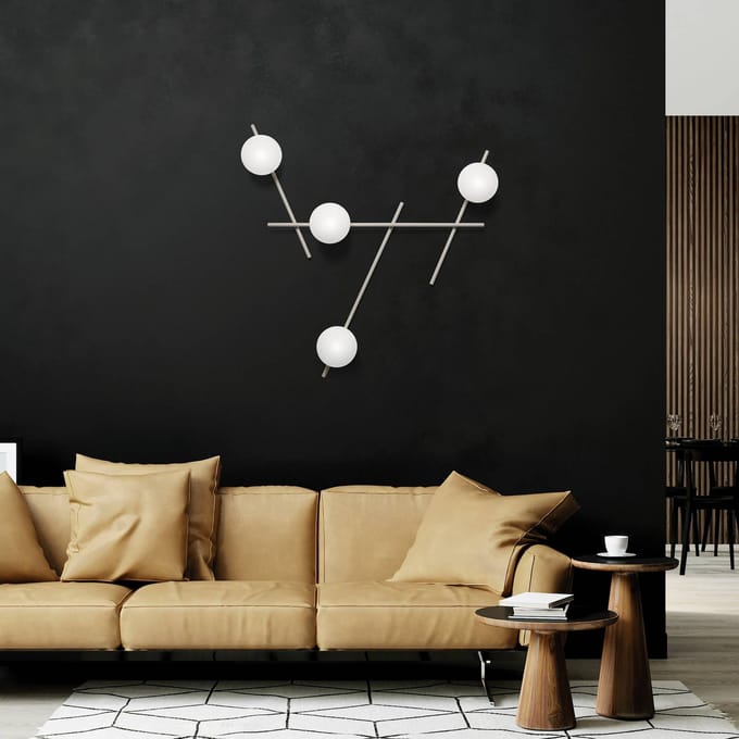 miloox by Sforzin Mikado wandlamp, cipria/wit, 4-lamps, glas, metaal