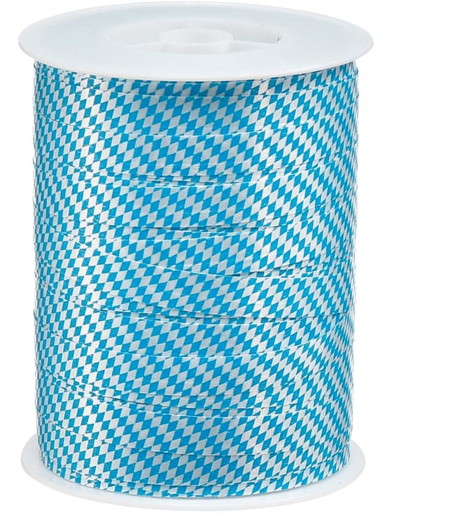 Decoratief lint krullint Oktoberfest blauw-wit 10mm 250m