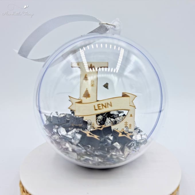 [Nice Little Things] Gepersonaliseerde Luxe Kerstbal - Zilver