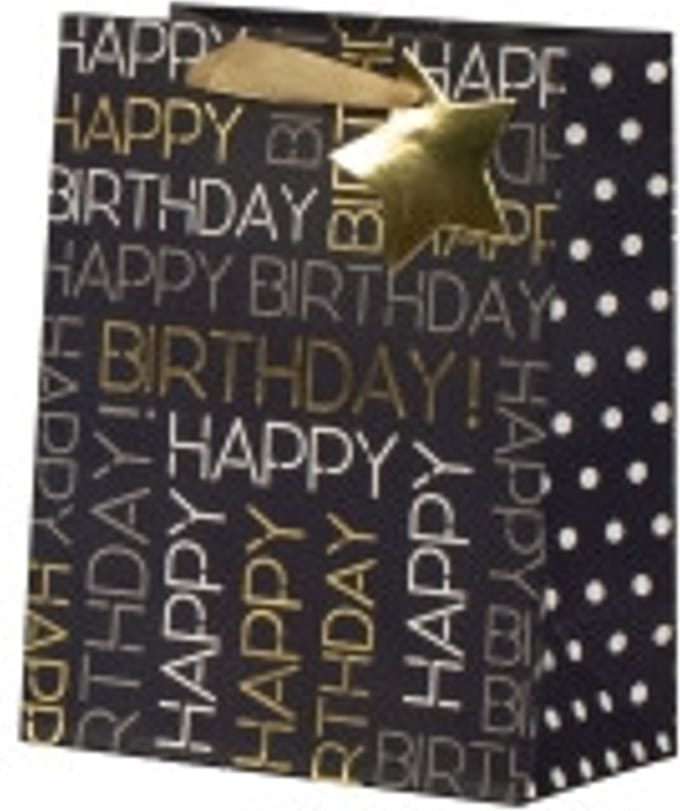 Cadeautas - Luxe Geschenktas - Cadeauzak - Geschenkzak - A5 - Zwart/Goud