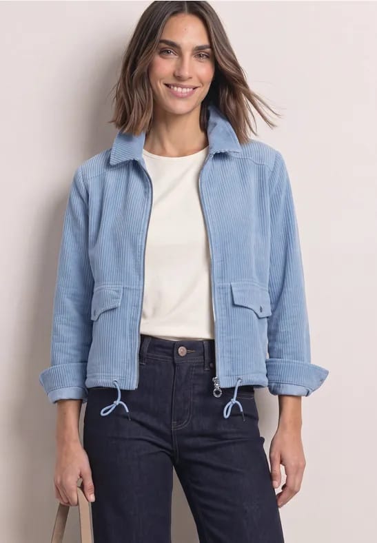Corduroy jack met kraag en ritssluiting