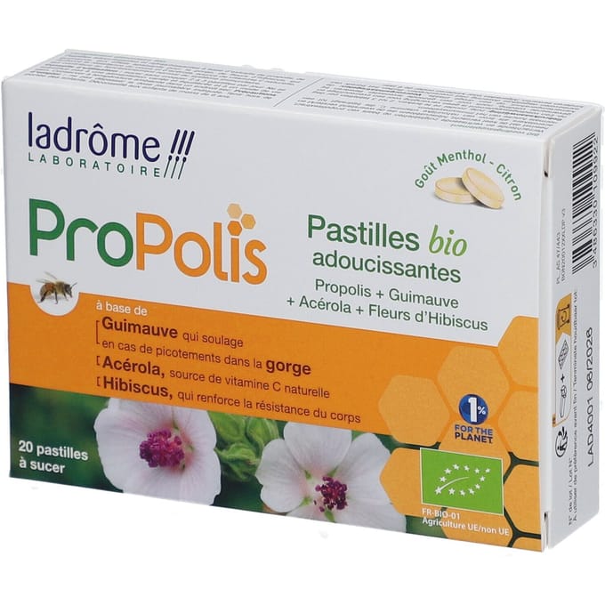 Ladrôme Propolis + Hibiscus + Acerola Pastilles 20TB