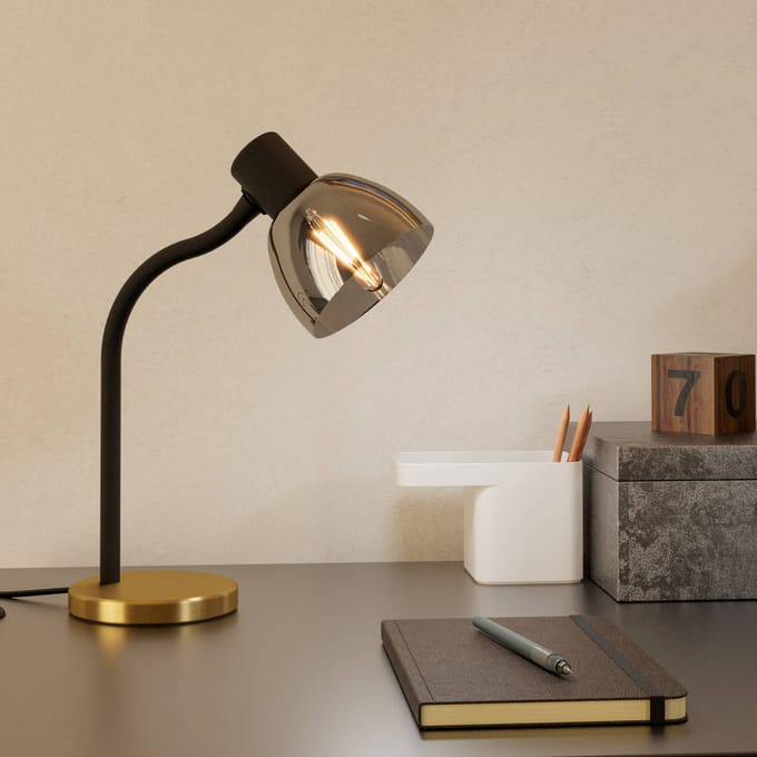 EGLO Macere Tafellamp - Bureaulamp - E14 - 34 cm - Zwart/Goud