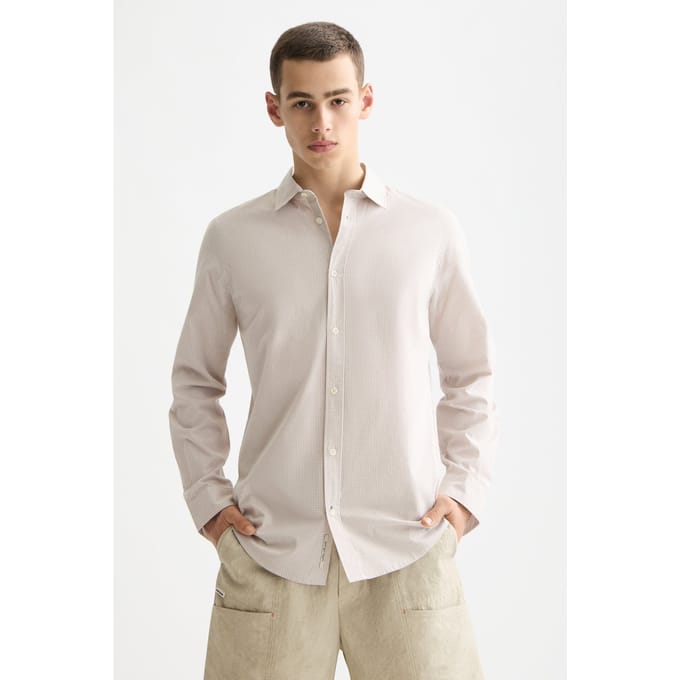 Scotch & Soda Micro-check Poplin Shirt Plaza Taupe Micro Check Größe: S | Casual hemden Outlet | Herren | Schwarz