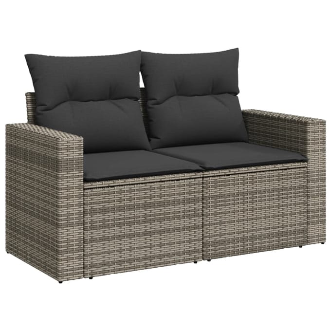 vidaXL - 8-delige - Loungeset - met - kussens - poly - rattan - grijs