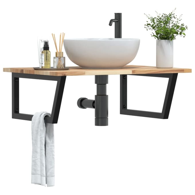 vidaXL - Badkamer - wandschap - staal - en - massief - acaciahout
