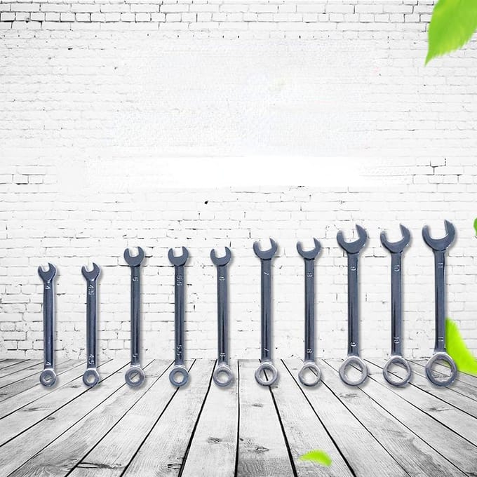 10 stuks Mini Steeksleutels Set Handgereedschap Sleutelhanger Steeksleutel Explosieveilig Zakformaat Brits/Metrisch Type Sleutels