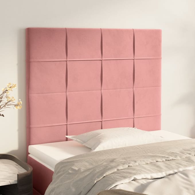 vidaXL - Hoofdbord - roze - 100x5x118/128 - cm - fluweel